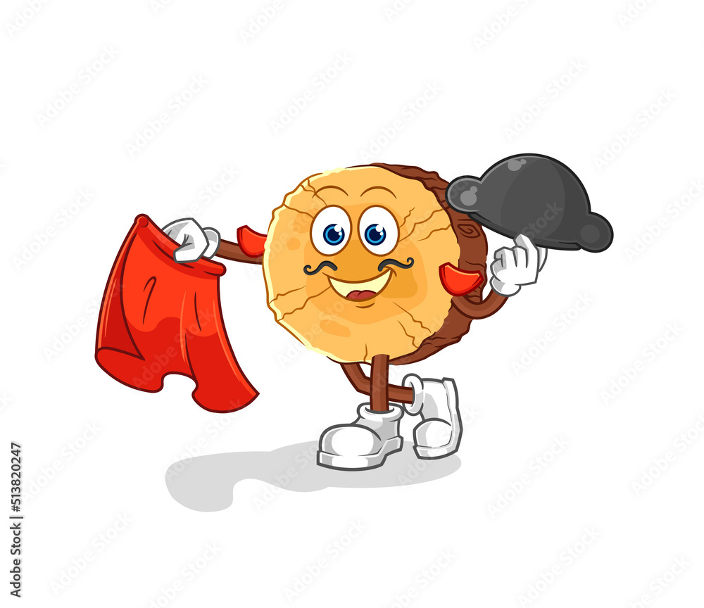 Fototapeta premium round log matador with red cloth illustration. character vector