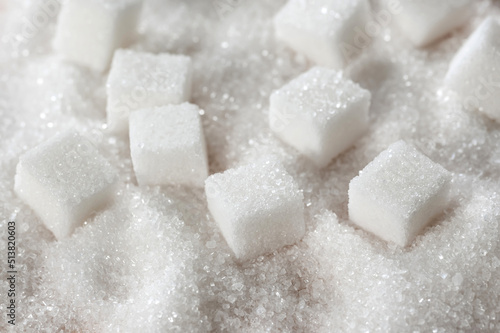 White sugar cubes to use as a background. Refined cane sugar