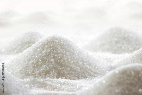 Refined sugar. Shape of sugar hills close up