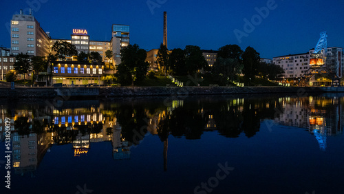 nightscape of hammarby sjöstad in stockholm