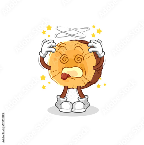 round log dizzy head mascot. cartoon vector