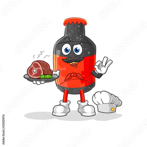 cola chef with meat mascot. cartoon vector