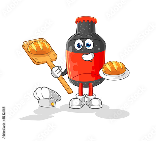 cola baker with bread. cartoon mascot vector