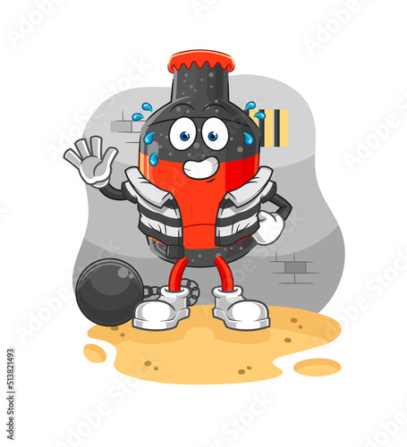 cola criminal in jail. cartoon character