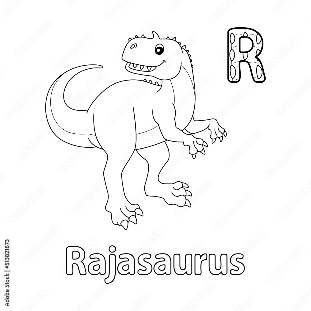 Rajasaurus Alphabet Dinosaur ABC Coloring Page R Stock Vector | Adobe Stock
