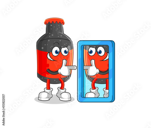 cola looking into mirror cartoon. cartoon mascot vector