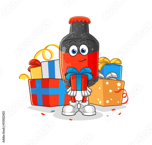cola give gifts mascot. cartoon vector