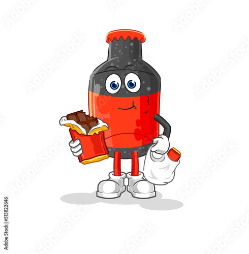 cola eat chocolate mascot. cartoon vector