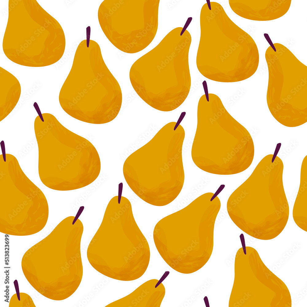 Pear, vector illustration. Seamless pattern. Refreshing fruit, fun print that can be used in the kitchen as a tablecloth. Backdrop, background. China, Argentina are big producers. Pear, vector illustration. Seamless pattern. Refreshing fruit, fun print that can be used in the kitchen as a tablecloth. Backdrop, background. China, Argentina are big producers.