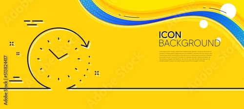 Time change line icon. Abstract yellow background. Clock sign. Watch symbol. Minimal time change line icon. Wave banner concept. Vector