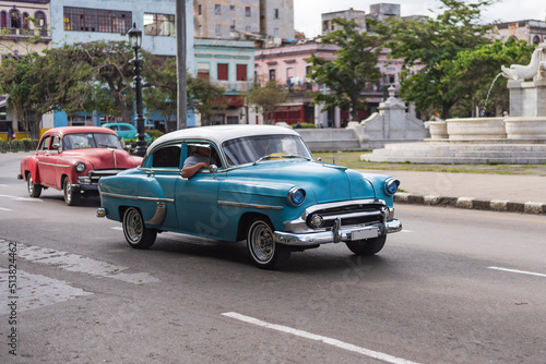 baby blue and white classic car on the street of havana cuba © Michael Barkmann