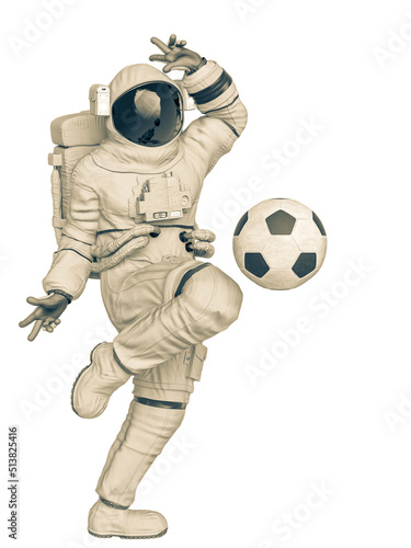 astronaut playing with the football ball © DM7