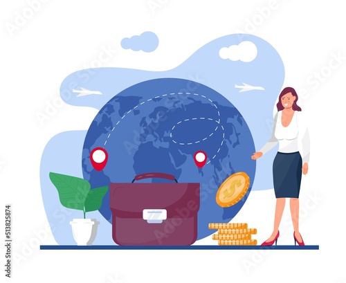 Digital nomad concept vector in trendy flat style. oncept of remote work from anywhere in the world.