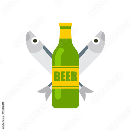 Beer and dry fish sign for alehouse. Beer house symbol logo. beery icon