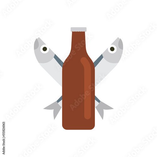 Beer and dry fish sign for alehouse. Beer house symbol logo. beery icon