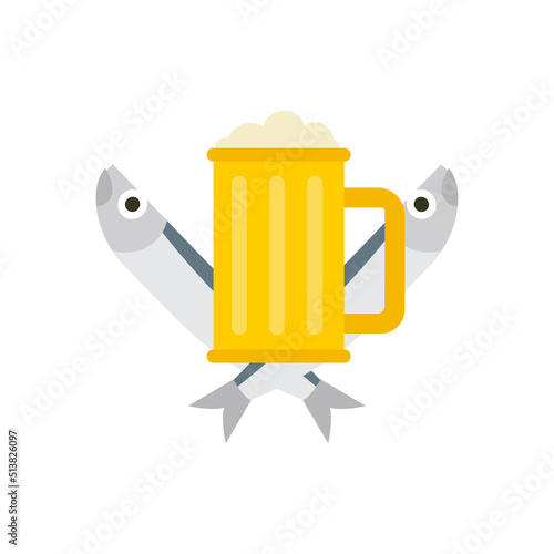 Beer and dry fish sign for alehouse. Beer house symbol logo. beery icon