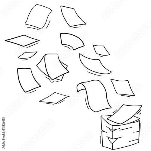 Flying Paper. Blank sheet. Thrown object. White trash. Cartoon flat illustration.