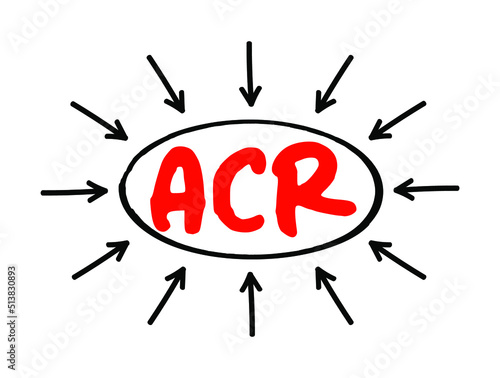 ACR - Adjusted Community Rating acronym text with arrows, medical concept background