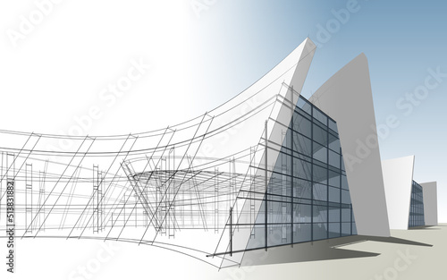 Modern architecture 3d illustration photo