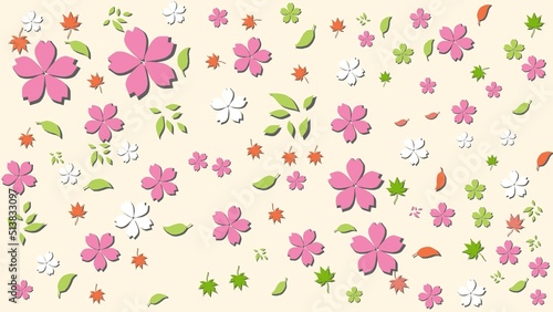 seamless aesthetic pattern with flowers and leaves illustration background 
