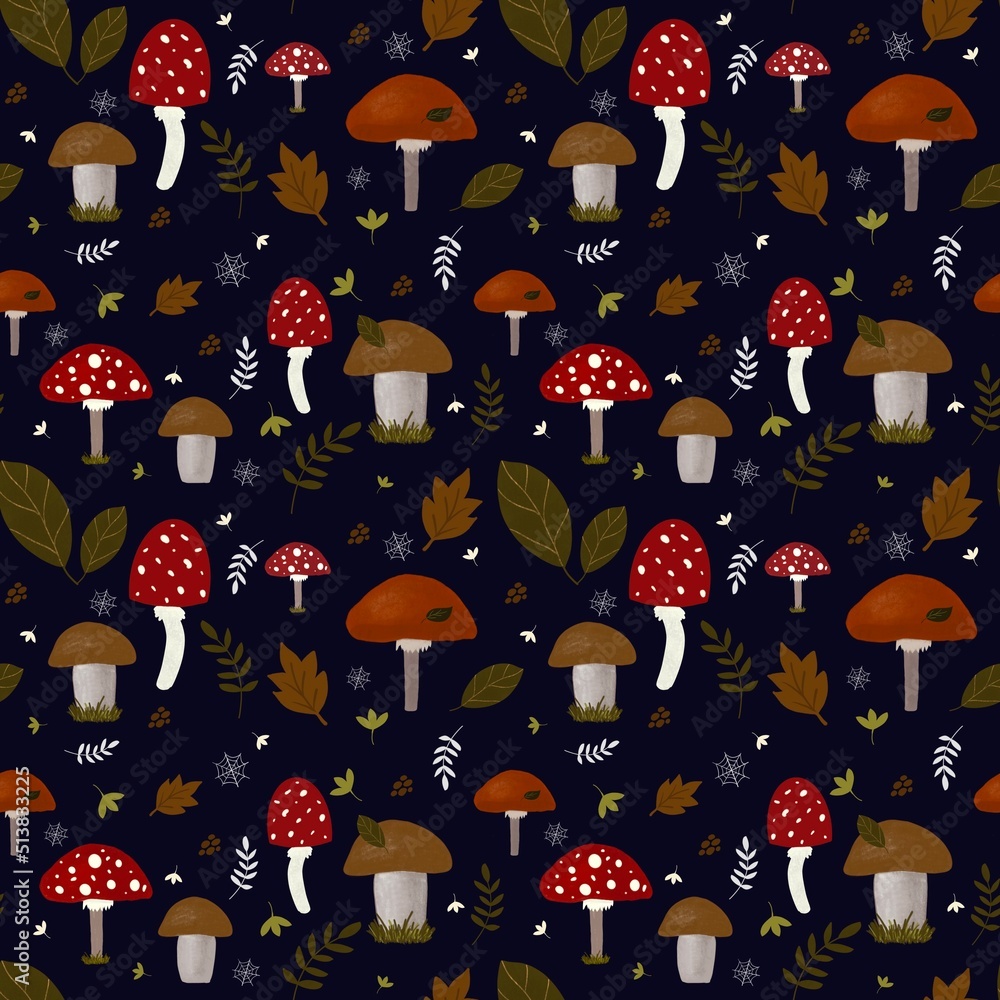 seamless background with mushrooms seamless background with mushrooms