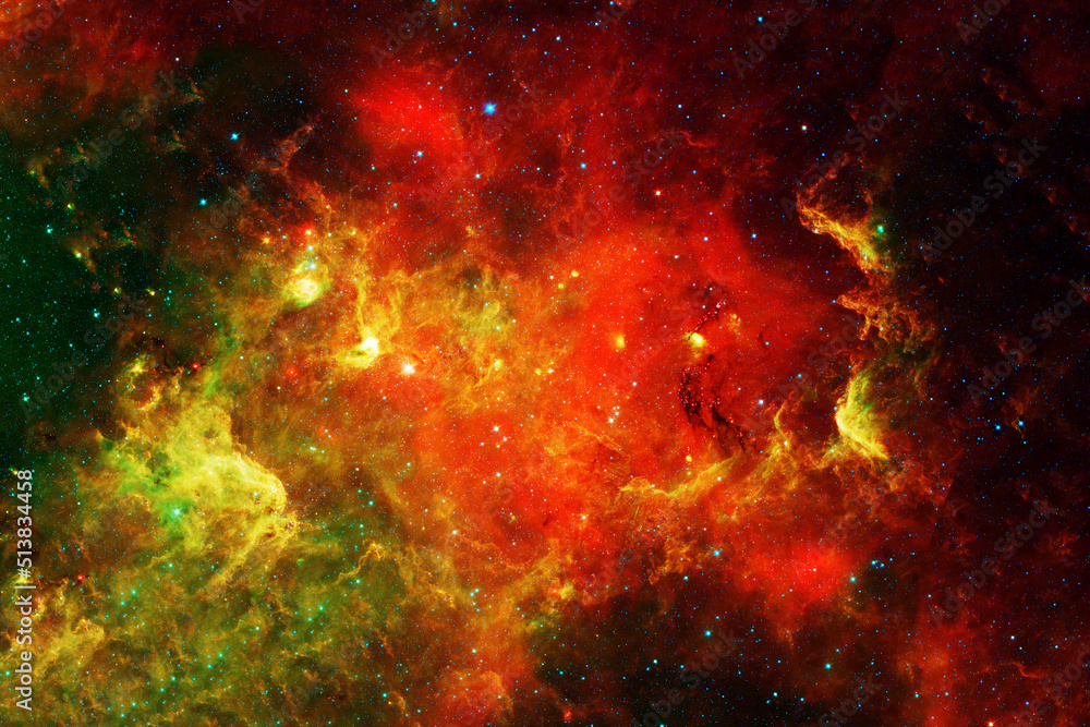 Red, beautiful space nebula. Elements of this image furnished by NASA