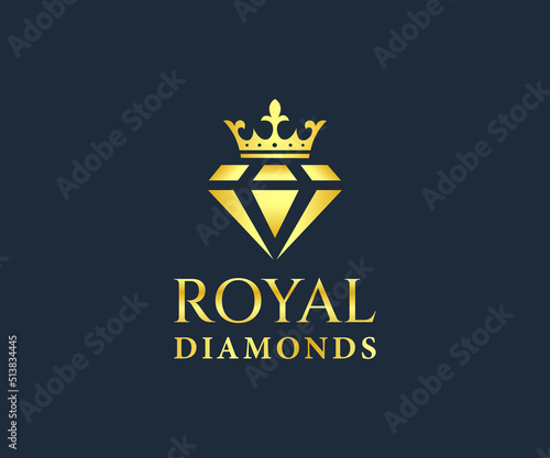Royal Diamond Logo. Luxury Diamond Logo Design Template.
