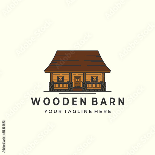 wooden barn with vintage color style logo icon template design. house, lodging , hut, vector illustration