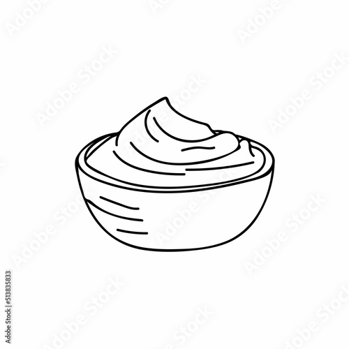 Hand drawn yoghurt illustration in vector. Yoghurt doodle illustration in vector. Diary product doodle illustration 