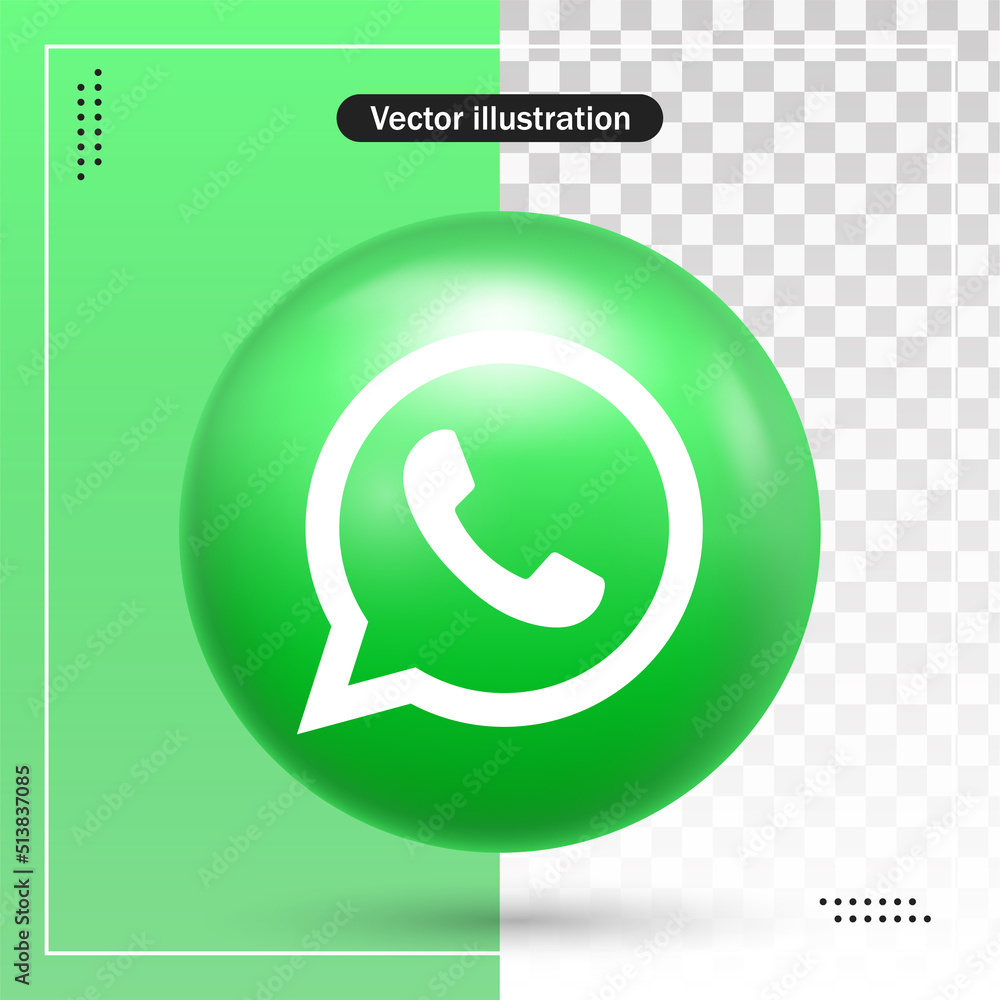 3d whatsapp logo, whatsapp icon, whatsapp circle button modern 3d ...