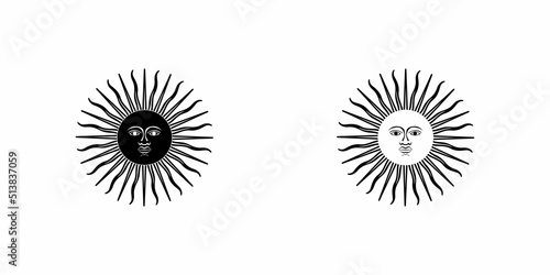 Yellow May sun. Vector template.
