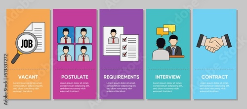 Online job search illustration and human resource concepts. Business data visualization infographic. Process chart. Job interview recruitment agency vector illustration