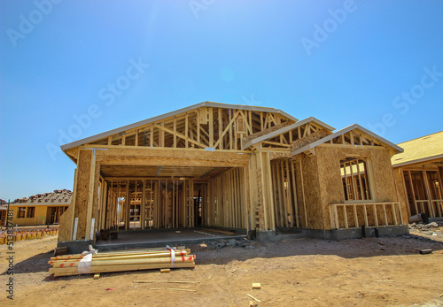 Framing Stage Of New Home Under Construction