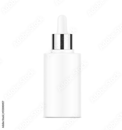 Realistic dropper bottle mockup. Vector illustration isolated on white background. Сan be used for cosmetic, medical and other needs. EPS10.