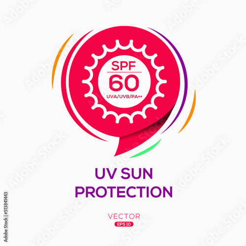 Creative (UV sun protection SPF 60) Icon, Vector sign.