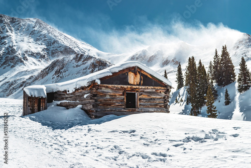Mountain Ghost Town in the Winter