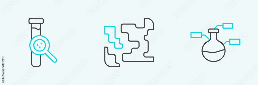 Set line Test tube and flask, and Gaseous icon. Vector Set line Test tube and flask, and Gaseous icon. Vector