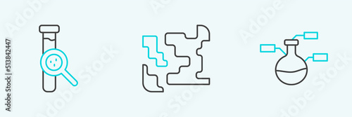 Set line Test tube and flask, and Gaseous icon. Vector