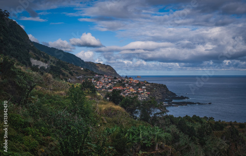 Panorama of Seixal from Miradouro do Veu da Noiva. Madeira, Portugal. October 2021