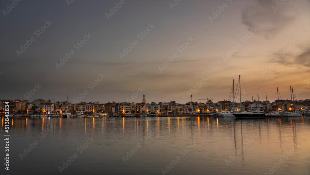 Morning Time Lapse In Coastal City in Tarragona With Clear Skies Morning Time Lapse In Coastal City in Tarragona With Clear Skies