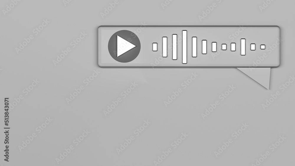 Voice message concept on gray background with place for text. Isolated voice message blank for design. 3D render. Voice message concept on gray background with place for text. Isolated voice message blank for design. 3D render.