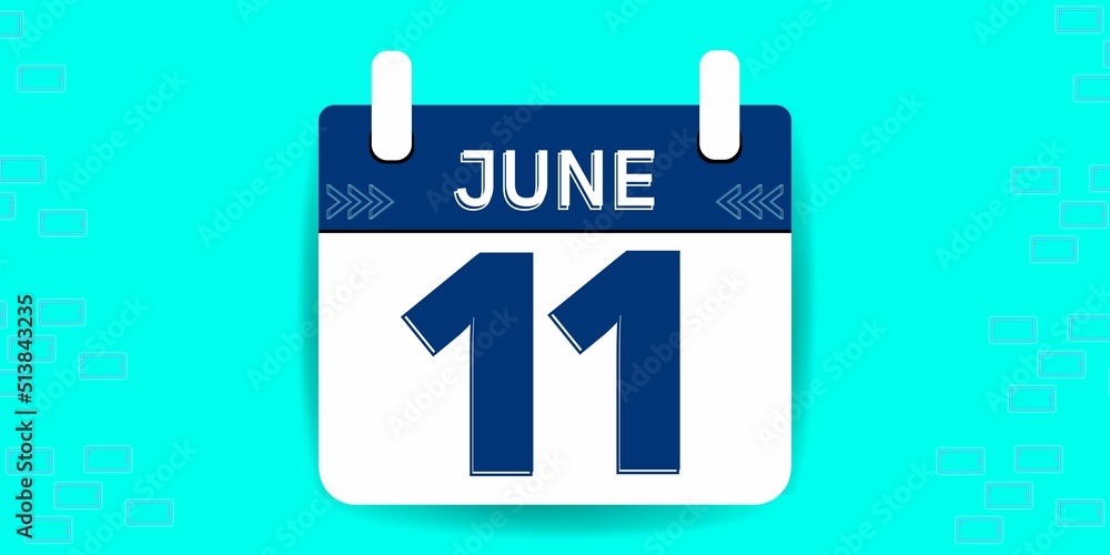 11th day of the calendar. Banner with eleven on an red background with a white calendar 11th day of the calendar. Banner with eleven on an red background with a white calendar