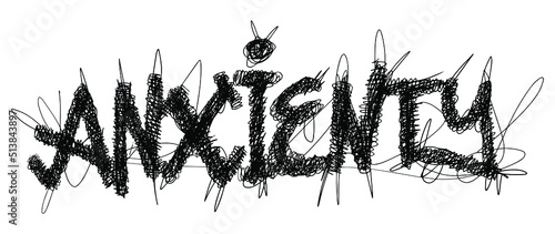 word anxiety with scribble style. vector illustration.