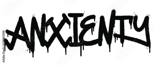 graffiti anxienty word sprayed isolated on white background. Sprayed anxienty font graffiti. vector illustration.