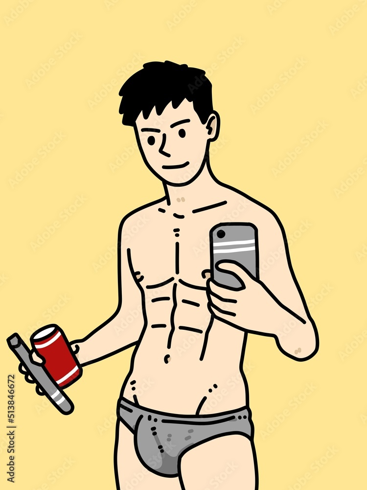 Fototapeta premium cute man cartoon on yellow background