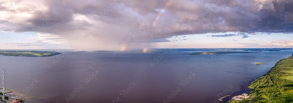 Aerial view Of Rainbow Over The Ottawa River
