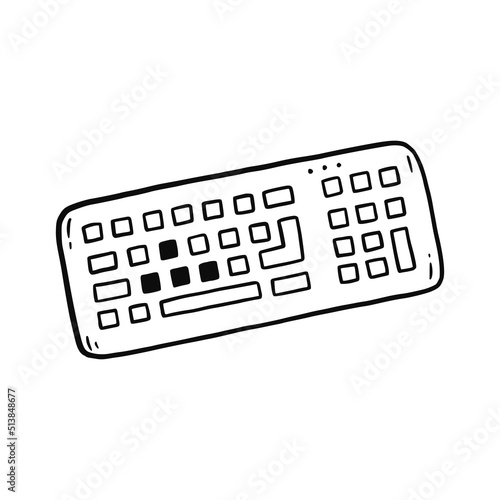 Keyboard hand drawn doodle element. Sketch line style. Vector illustration isolated.