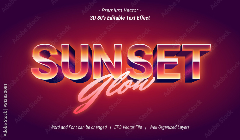 3D Sunset Glow Editable Text Effect