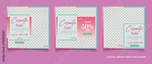 Cosmetic sale banner for social media template post premium © SALEEM