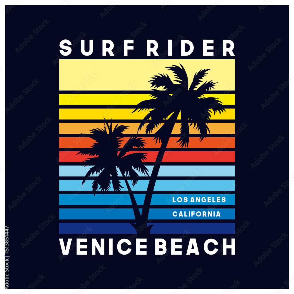 California beach typography, for t-shirt graphic, vector